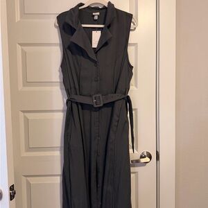 A New Day Charcoal Sleeveless Belted Midi Dress